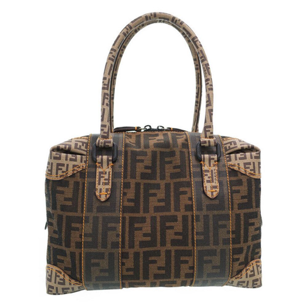 FENDI Zucca Boston Bag Handbag Brown